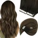 thumbnail image 1 of Extensiones de cabello Sunny con cinta en extensiones de cabello humano, extensiones de cabello marrón ombre, cinta en extensiones de cabello marrón oscuro, ombre, marrón medio, cinta Balayage en exte, 1 of 1