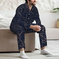 thumbnail image 7 of Yiaed Copper-Gold Gloss Outline Navy Dark Blue Print Men’s Pajamas Set - Long Sleeve Button Down Sleep Shirt and Pajama Bottoms Sleepwear Set Mens Pjs Sets Men's Pajama Bottoms-X-Large, 7 of 7