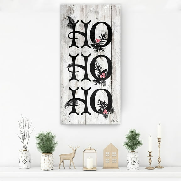 Black and Beige 'Ho Ho Ho' Christmas Canvas Wall Art Decor 36" x 18"