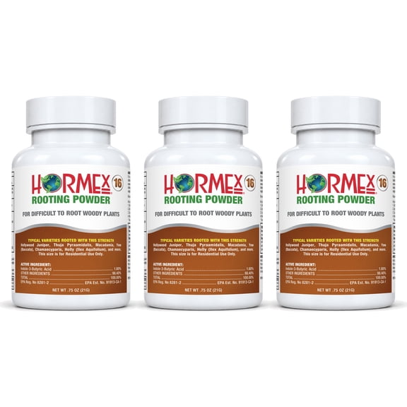 Hormex Rooting Powder #16 – Root Hormone & Stimulator for Difficult Hardwood Plant Cuttings (3 Pack)
