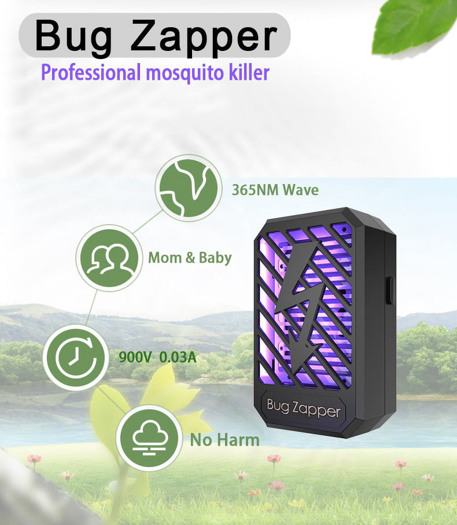 2 Pack Bug Zapper,Plug-in Electronic Mosquito Killer Night Light, Eliminates Gnats Fruit Flies Flying Pests,White&White