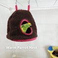 thumbnail image 3 of Nido de loro bereber polar cálido hamaca de felpa colgante columpio cama cueva para mascota pájaro marrón oscuro, 3 of 10