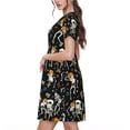 thumbnail image 2 of Easygdp Dancing Skeleton Party para Vestido Transpirable de Mujer, Vestido Suelto de Manga Corta con Pliegues y Bolsillos para el Verano, 2 of 6