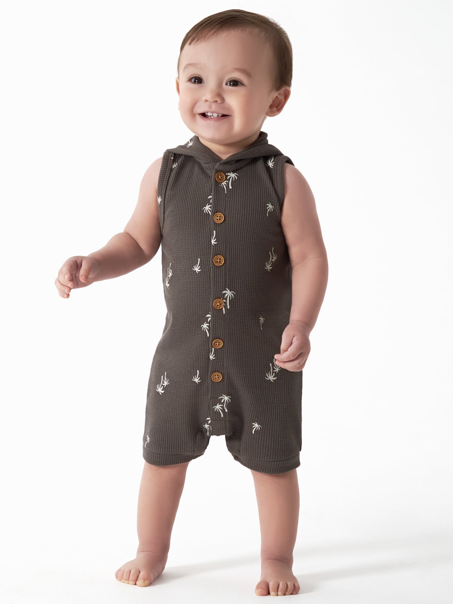 Modern Moments by Gerber Baby Boy Hooded Sleeveless Romper, Sizes 0/3M