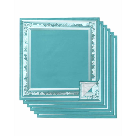 Hokiten Kitchen Dinner Napkins Set of 6 Aqua White Geometric Cloth Napkins Reusable Washable Table Napkins for Weddings Cocktail Parties Holiday Table Decor 20x20 Inch