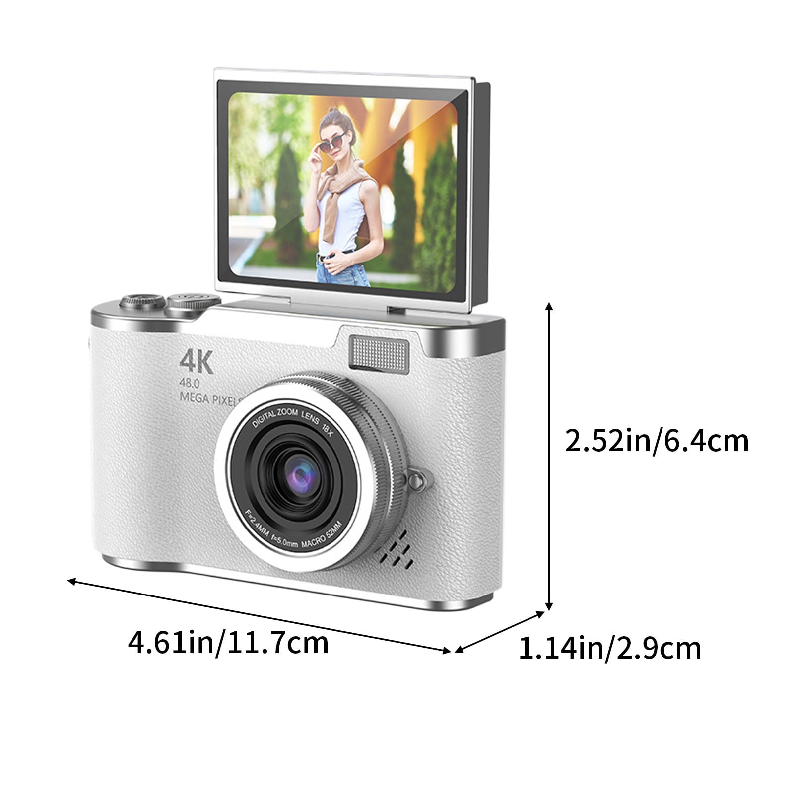 Student Digital Camera 2.4" Flip-Screen 48MP Max Interpolation, 1080P HD Video, 8x Digital Zoom, Night-Vision Flash, 800 mAh Rechargeable, Anti-Shake, Built-In Mic & Speaker, Supports 64 GB Micro SD