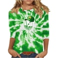 thumbnail image 3 of TaTaai Ladies Fashion St. Patrick's Day Theme 3/4 Sleeve Blouses Round Neck Loose Casual Pullover Tops Soft Comfy Daily Party Vacation Wear Gift, 3 of 5