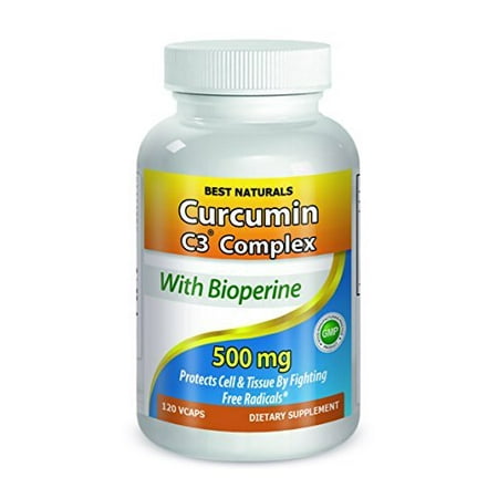 Best Naturals Turmeric Curcumin C3® Complex with Bioperine Veg Capsules, 500 mg, 120 (Best Curcumin With Bioperine)
