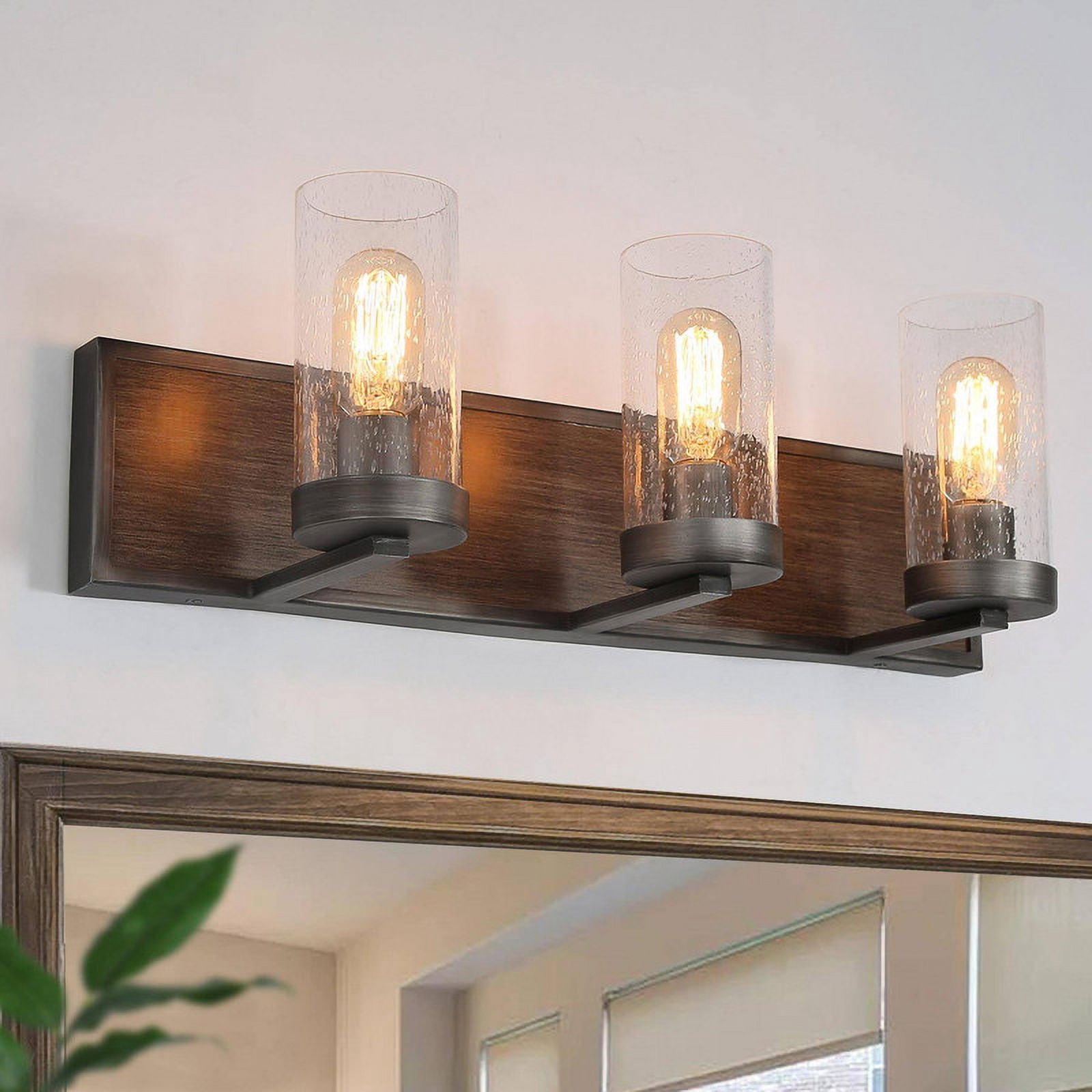 LNC Lapps 22-in 3-Light Antique Bronze LED Rustic Vanity Light Bar