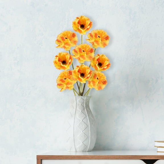 34" Orange Poppy Long Stem Flower Artificial Spring Floral Pick