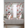 thumbnail image 5 of Winter Christmas Snowman Sheer Curtains 72 Inch Long 2 Panels, Elk Christmas Tree Balls Gray Light Filtering Rod Pocket Semi Sheer Curtains, Sheer Voile Drapes for Living Room Bedroom, 52"x72", 5 of 5
