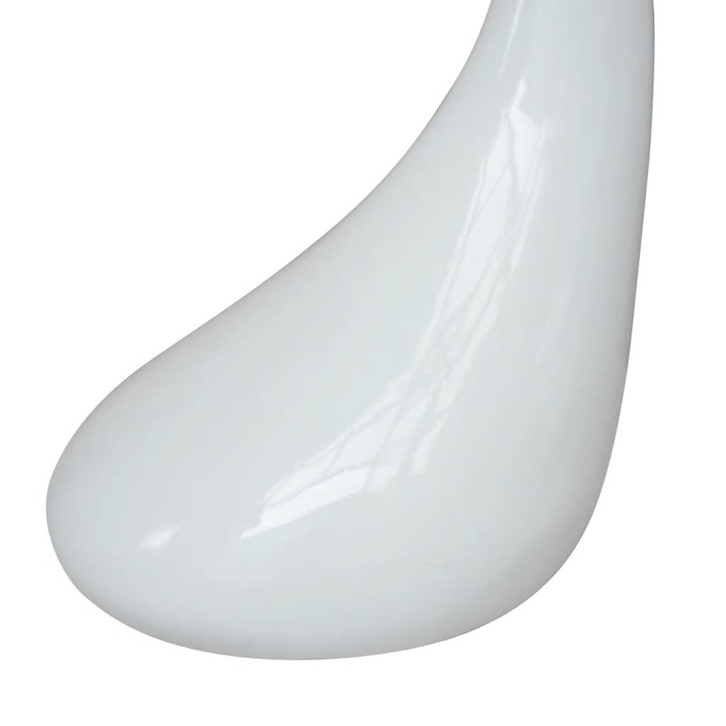 Coffee Table w/Round Glass Top, High Gloss Side End Stand Table, White