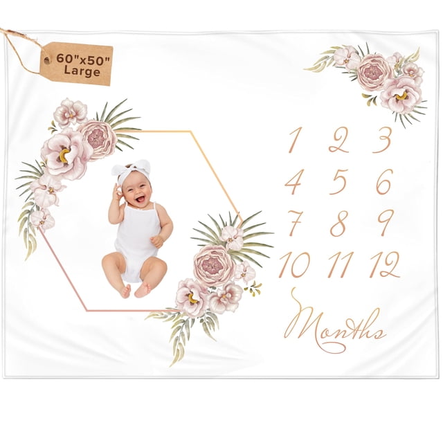 Manta Monthly Baby Milestone Kemina Boho Floral, 150 x 125 cm