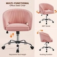 thumbnail image 5 of YANG2 Cute Desk Chair Velvet Vanity Chair with Wheels Home Office Upholstered Modern Swivel Armchair with Tufted Barrel Back for Study, Vanity-Velvet-Pink, 5 of 10
