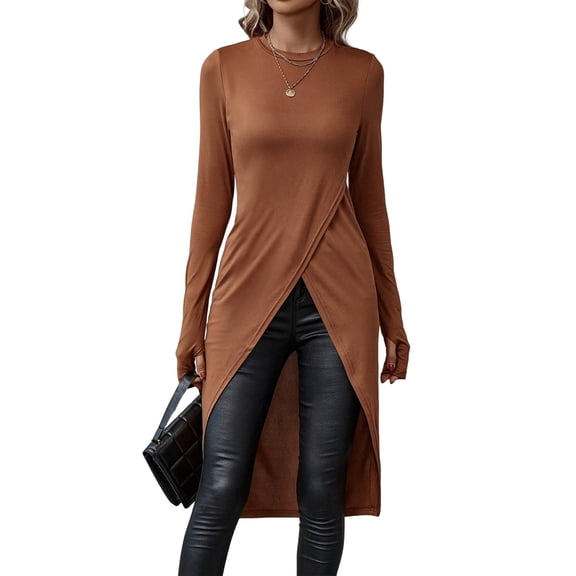 Long Sleeve Shirts for Women Business Casual Tops Brown XL