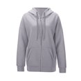 thumbnail image 3 of WTOBBY Women's Sports Hoodie Jacket Long Sleeve Zip Up Fleece Pullover Casual Athletic Outerwear with Front Pockets Performance Fabric Lightweight for Gym Running,Light Gray L, 3 of 4