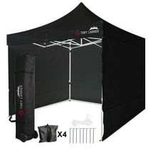 Outdoor Pop up Canopy Tent 10x10, Waterproof Canopy Tent with 4 Removable Sidewalls and Roller Bag, Heavy Duty Tent for Commercial, Black