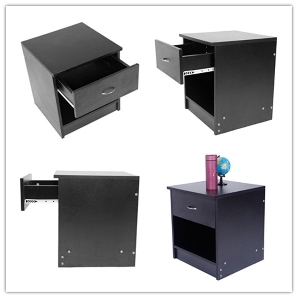 Zimtown Set of 2 Nightstand End Tables Pair Bedroom Table Furniture Multiple Colors (Black