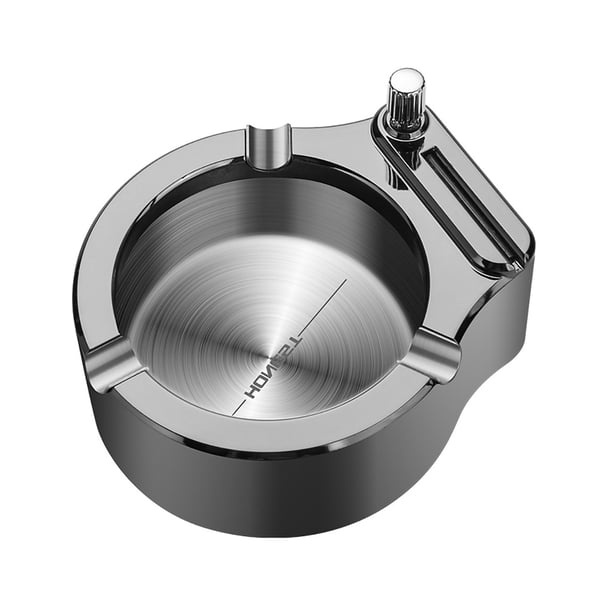 Cateissary Cenicero de Metal Retro, encendedor de diez mil fósforos, soporte de almacenamiento sin humo para el hogar y el coche, Cenicero de acero Almacenamiento y organización del hogar negro Cateissary HA003275-02B