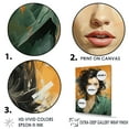 thumbnail image 3 of Designart "Johansson In Green Jade Portrait" Woman Pop Art Floater Framed Wall Art Prints, 3 of 5