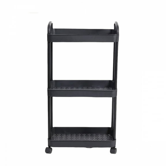 Plastic Rolling Utility Cart with Handle Storage Trolley for Office, Living Room, Kitchen, Movable Storage Organizer with Wheel