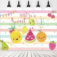 thumbnail image 2 of She is A Sweet One Baby Girl 1st Birthday Backdrop Summer Fruit Birthday Party Background for Photography Watermelon Pineapple Stripes Decor Banner Baby Girl Bday Baby Shower Party Banner, 2 of 4