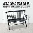 thumbnail image 2 of Dayalane 49 Inch Farmhouse Windsor Bench, Wooden Entryway Bench with Spindle High Back & Armrest, Rustic Vintage Dining Bench for Entryway Dining Balcony Bedroom End of Bed, Black, 2 of 13
