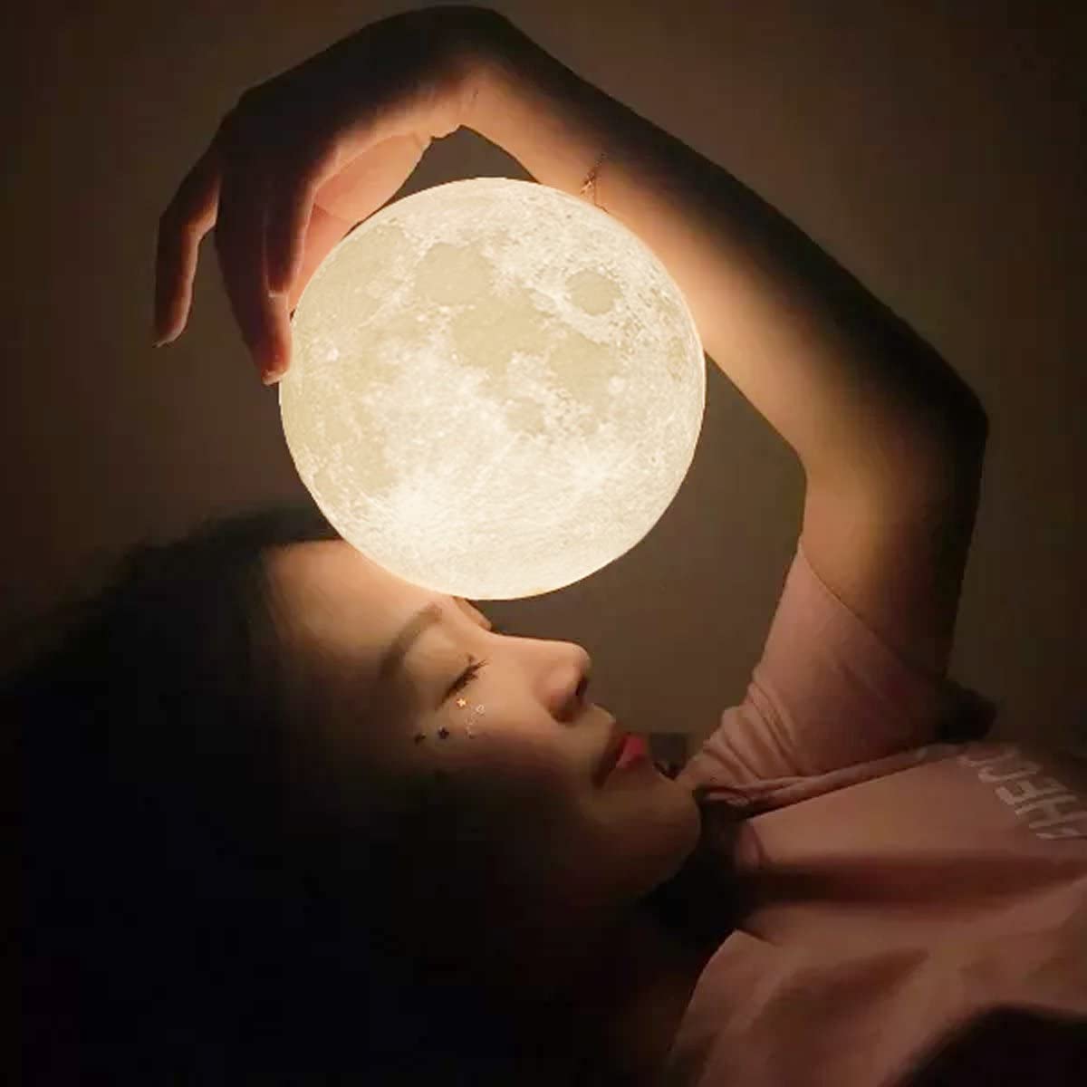 Moon Lamp Moon Light Night Light for Kids Gift for Women USB Charging and Touch Control Brightness 3D Printed Warm and Cool White Lunar Lamp(3.5In moon lamp with stand) - image 2 of 7