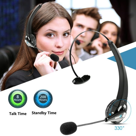 Bluetooth Headphones Truckers LUXMO Bluetooth Headset with Mic, Wireless Over The Head Earpiece, Noise Cancelling Headphones for Truckers Driver, Compatible with iPhone Android Samsung Galaxy Cellphone ()