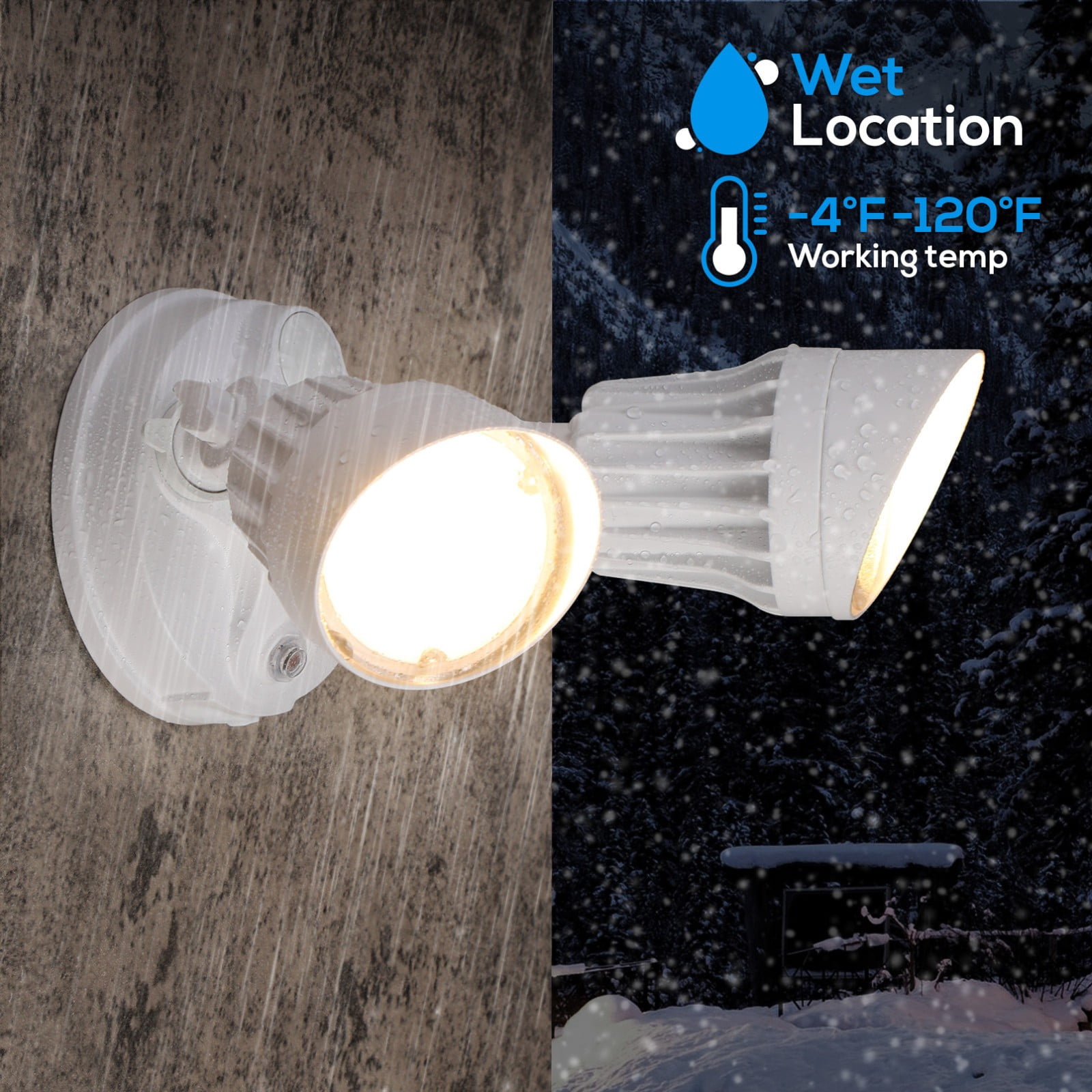 4 Pack 3CCT LED Security Lights Dusk to Dawn, 3000K/4000K/5000K Selectable, Photocell Flood Light Outdoor 2-Head Adjustable, 25W(200W Equiv.), Aluminum, White