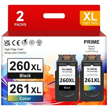 PG 260XL CL 261XL Ink Ink Cartridge Compatible for Canon 260 261 Black and Color Ink for Pixma TS5320 TS6420 TR7020 TR7022 (2-Pack)