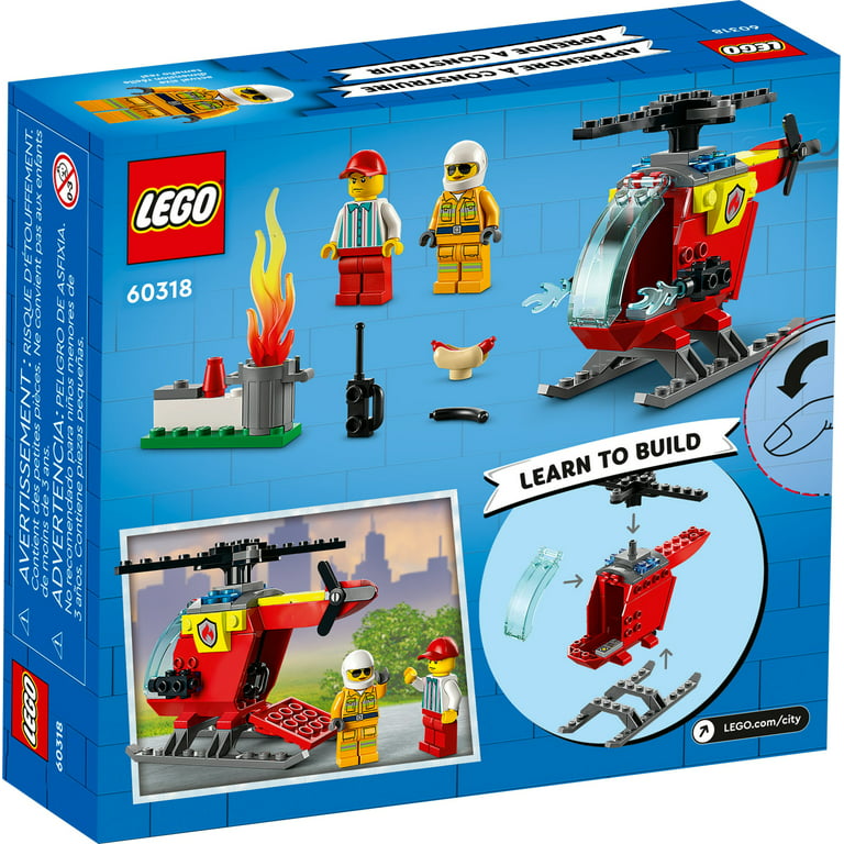 LEGO City Fire Helicopter Toy 60318 for Preschool Kids, Boys and Girls 4  plus Years Old, with Firefighter Minifigure & Starter Brick 