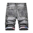thumbnail image 3 of Mens Jean Shorts Ripped Distressed Slim Fit Cargo Jeans Shorts Straight Leg Knee Length Casual Street Denim Shorts Men, 3 of 3
