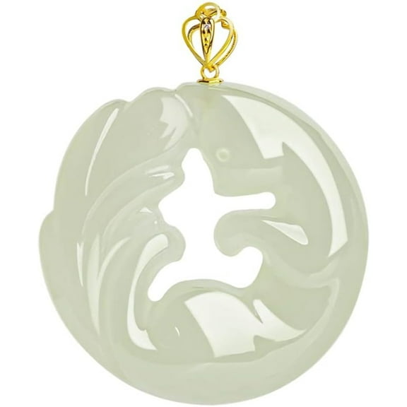 14K Gold Jade Tianer Necklace, Natural Jade Fox Necklace - Perfect Birthday and Holiday Gift for Mother, Wife and Girlfriend