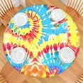 thumbnail image 2 of Colorful Tie Dye Pattern Round Fitted Tablecloth with Elastic Edge,Dining Table Cover Waterproof,Outdoor Round Tablecloth for Camping,Dining,Indoor and Outdoor, 2 of 7