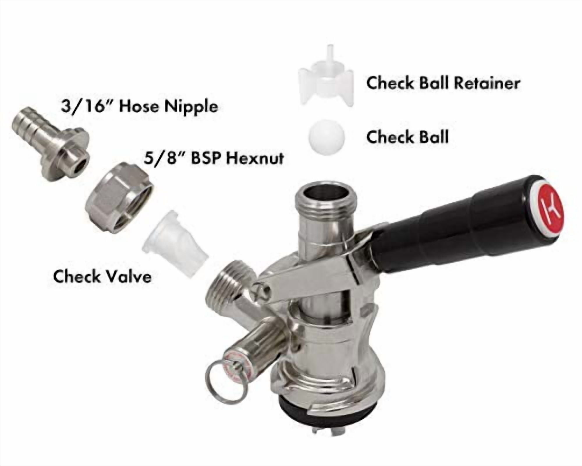 Strange Brew CECOMINOD089184 European Keg Beer Coupler Tap Kegerator S System - Lever Handle
