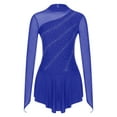 thumbnail image 3 of Yartina Women's Long Sleeve Figure Ice Skating Dress Mesh Rhinestone Roller Skating Lyrical Dance Royal Blue M, 3 of 7