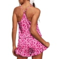 thumbnail image 5 of ClodeEU Women's Printed Ruffle Trim Pajama Set,Spaghetti Strap Loungewear Sleepwear Pink,Womens Plus M, 5 of 6