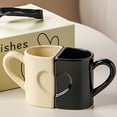 thumbnail image 5 of 2pcs Ceramic Heart Mugs with Comfortable Handle Elegant Coffee Cup for Daily Use Anniversary Present, 5 of 8