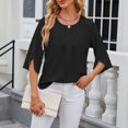 thumbnail image 6 of Tittly T Shirts for Women Basic Tees Women Casual Printing Short Sleeves V Neck Loose T Shirt Blouse Tops Tshirts Shirts Womens Tops Black L, 6 of 8