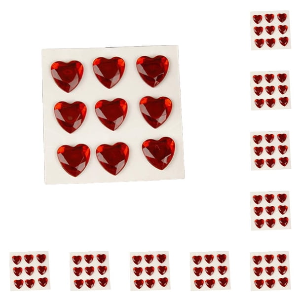 Billuyoard 10 hojas de pegatinas de diamantes de imitación, calcomanías acrílicas de mano para niños, estudiante tridimensional DIY, amor, corazón, Artesanía Rojo Billuyoard HA062097-09B