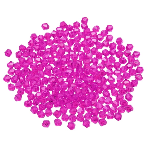 Uxcell 100pcs 8mm Bicone Glass Crystal Beads, Faceted Beads Rose Red