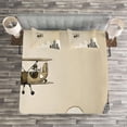 thumbnail image 3 of Ambesonne Vintage Airplane Quilted Bedspread Set 3 Pcs, Cartoon Plane, Queen Size, Tan White Grey, 3 of 3