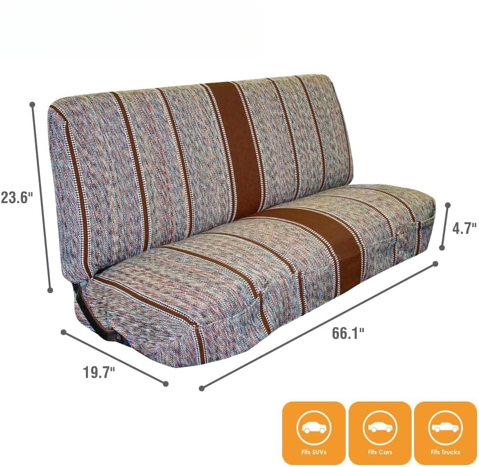 Universal Baja Saddle Blanket Bench Full Size Seat Cover Fits Ford, Chevrolet, Dodge, and Full Size Pickup Trucks (Red)
