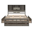 thumbnail image 5 of King Size Platform Bed with Storage Headboard and 8 Drawers, Wooden Bed Frame with Built-in Shelf and Sturdy Wood Slats Support, for Teens Adults Bedroom, No Box Spring Needed, Grey, 5 of 7