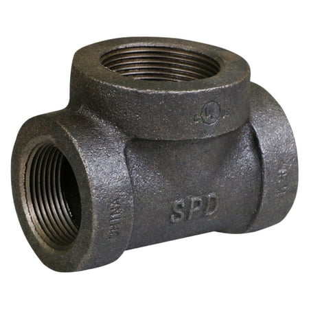 Supply Giant 1-1/4 x 1-1/4 x 1-1/2 BLack Pipe Fitting Reducing Tee Cast Iron