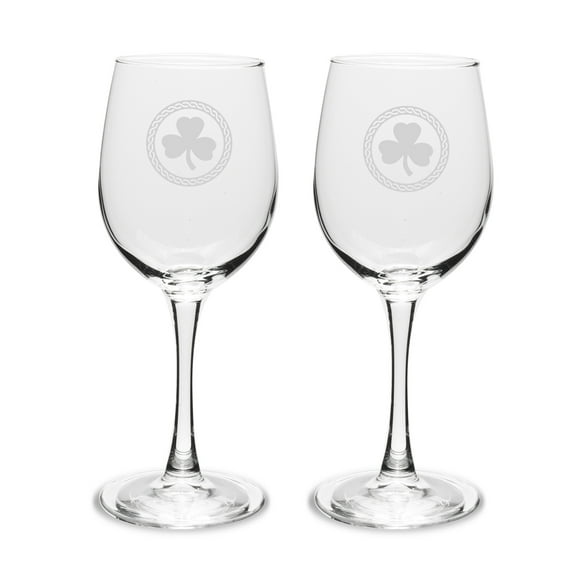 Shamrock Celtic Logo 12 oz Classic White Wine Glass - Set of 2
