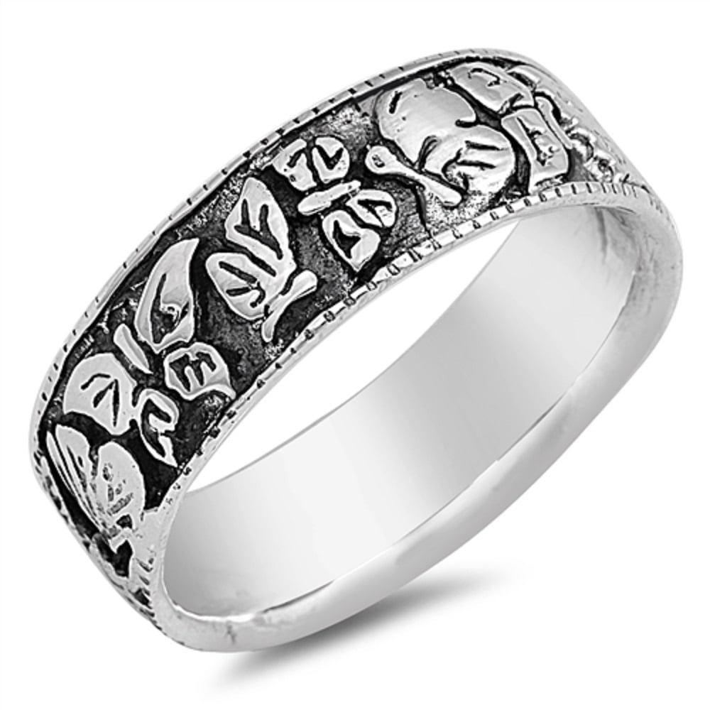 925 Sterling Silver Eternity Engraved Butterflies Band Ring Size 8 ...
