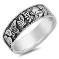thumbnail image 1 of 925 Sterling Silver Eternity Engraved Butterflies Band Ring Size 7, 1 of 3