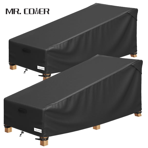 MR. COVER Chaise Lounge Cover, Patio Furniture Covers, Patio Lounge Chair Cover Waterproof and UV Resistant, 600D Heavy Duty Outdoor Furniture Covers with Air Vent 2 Pack, 70"L x 32"W x 32"H